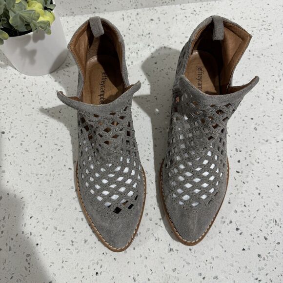 Jeffrey Campbell Taggart Suede Cutout Booties Pointed Western Taupe sz 7.5 - Picture 4 of 8